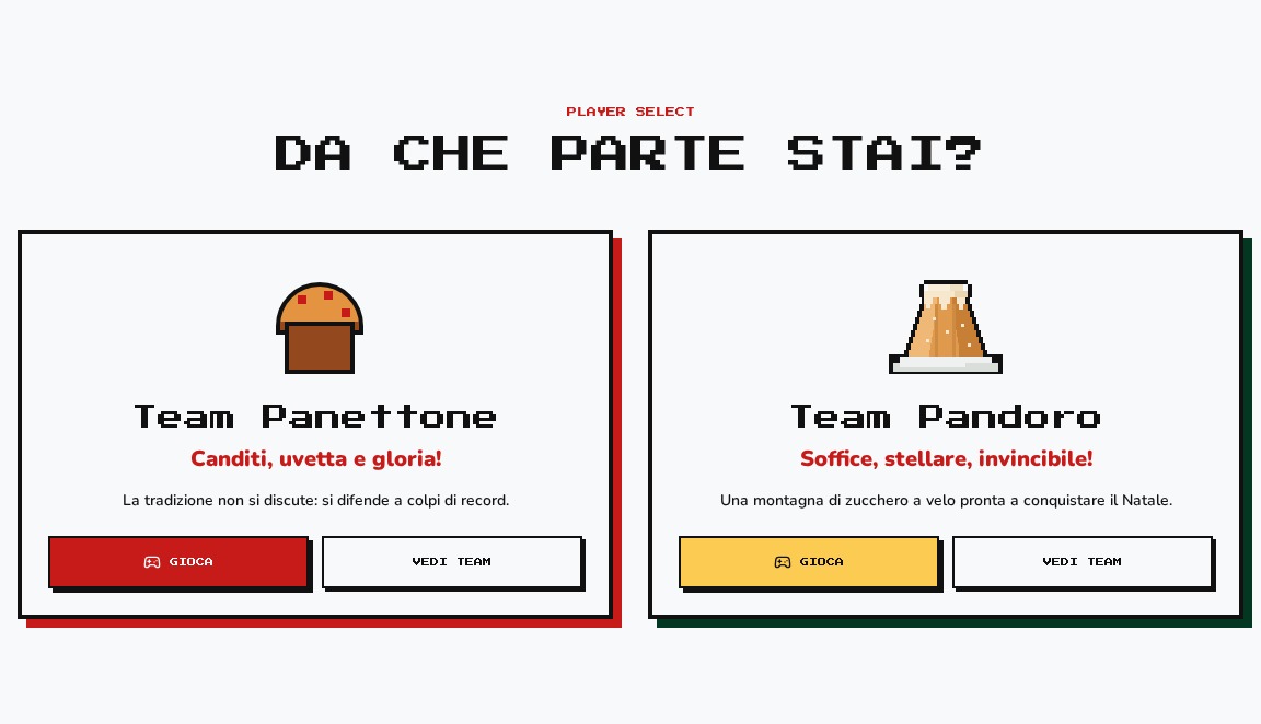 Scelta della squadra: Team Panettone e Team Pandoro